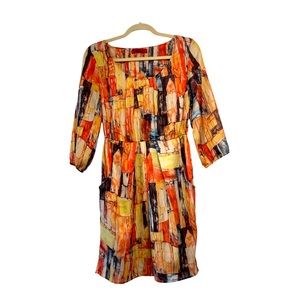 Akira Multicolored 3/4 Sleeve Short Dress with Pockets Sz S